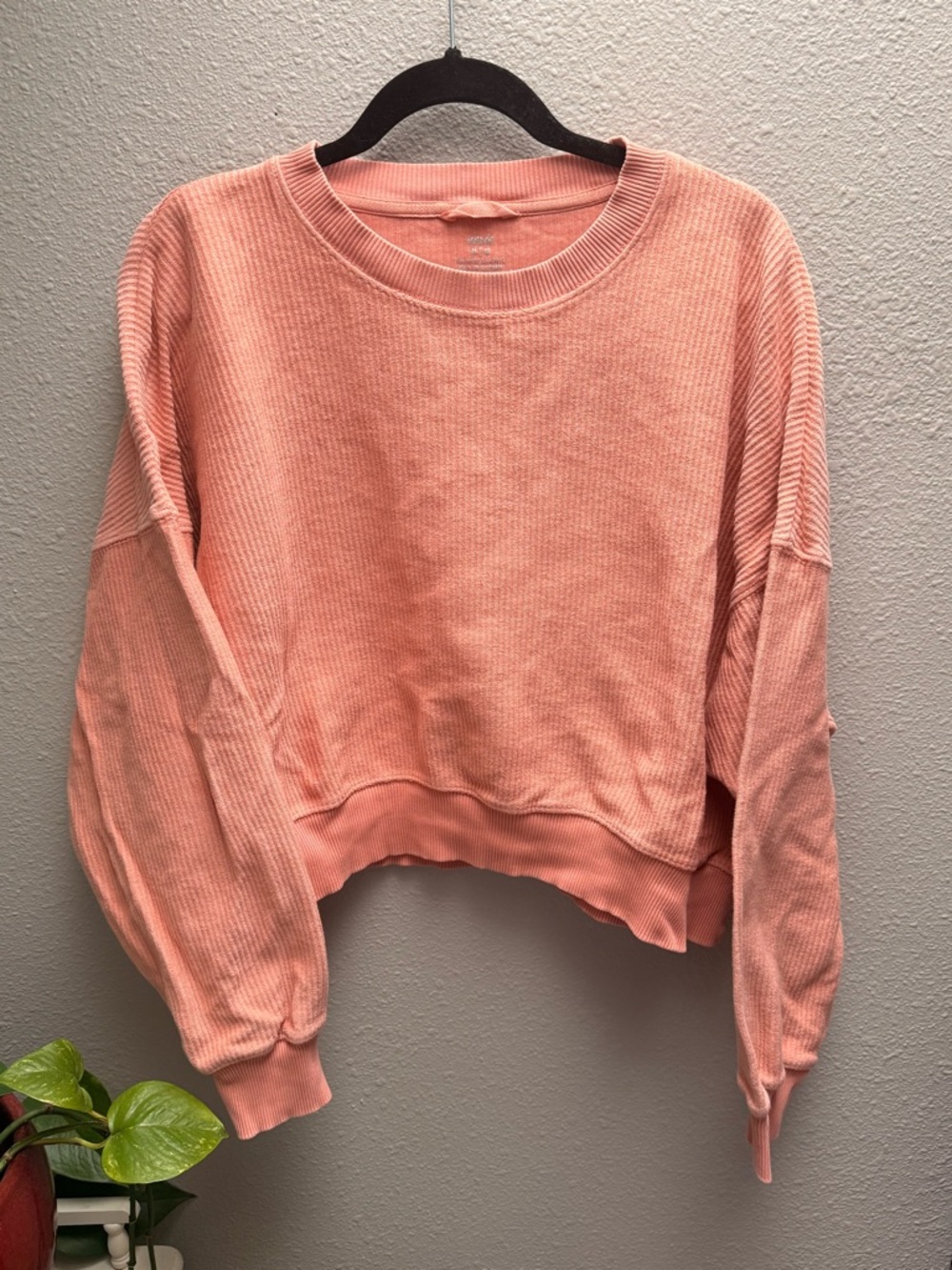 aerie Peach Cropped Waffle Sweatshirt